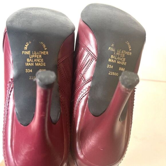 Newport News Burgundy Leather Victorian Style High Heel Womens Size 9.5M Lace Up - Picture 8 of 10